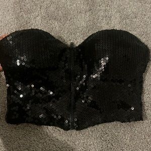 Never worn Black sequin. Crop Top